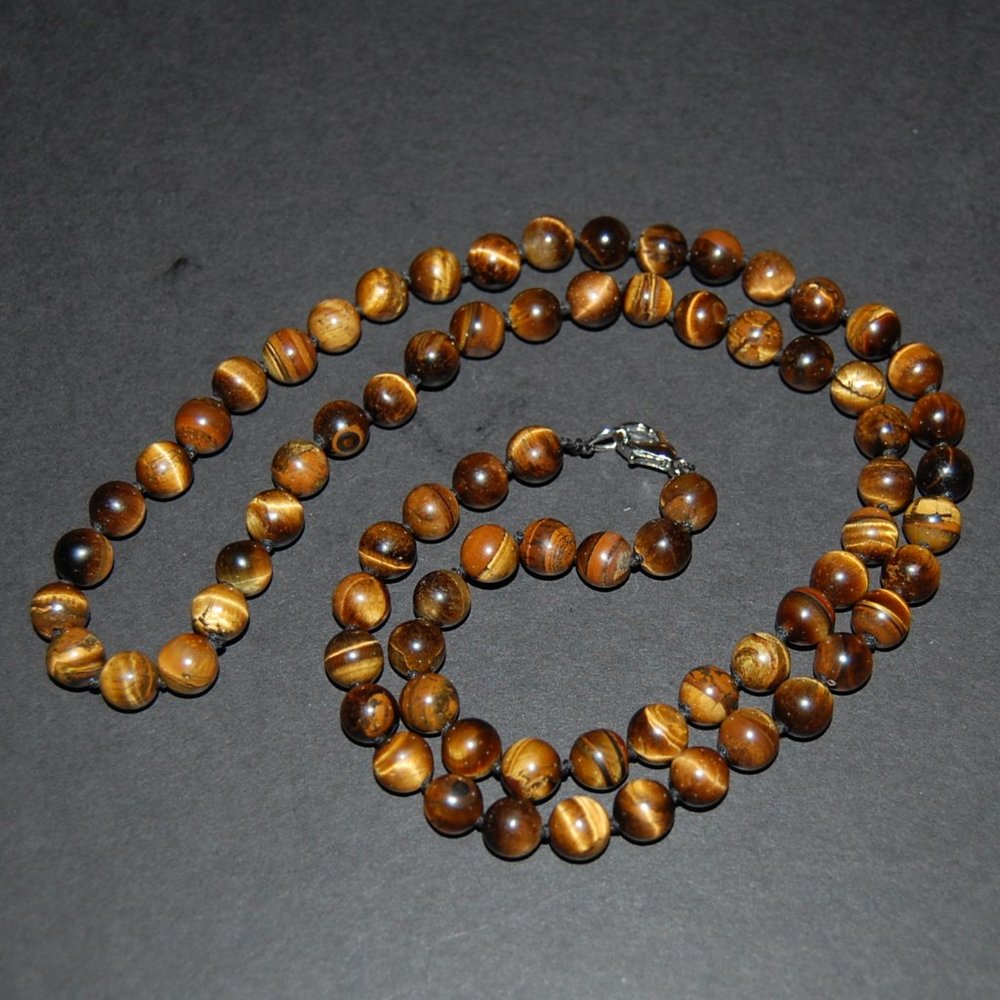 Tiger Eye Necklace,Tiger Eye Gemstone Necklace,8mm Gemstone Beads,Man,Woman